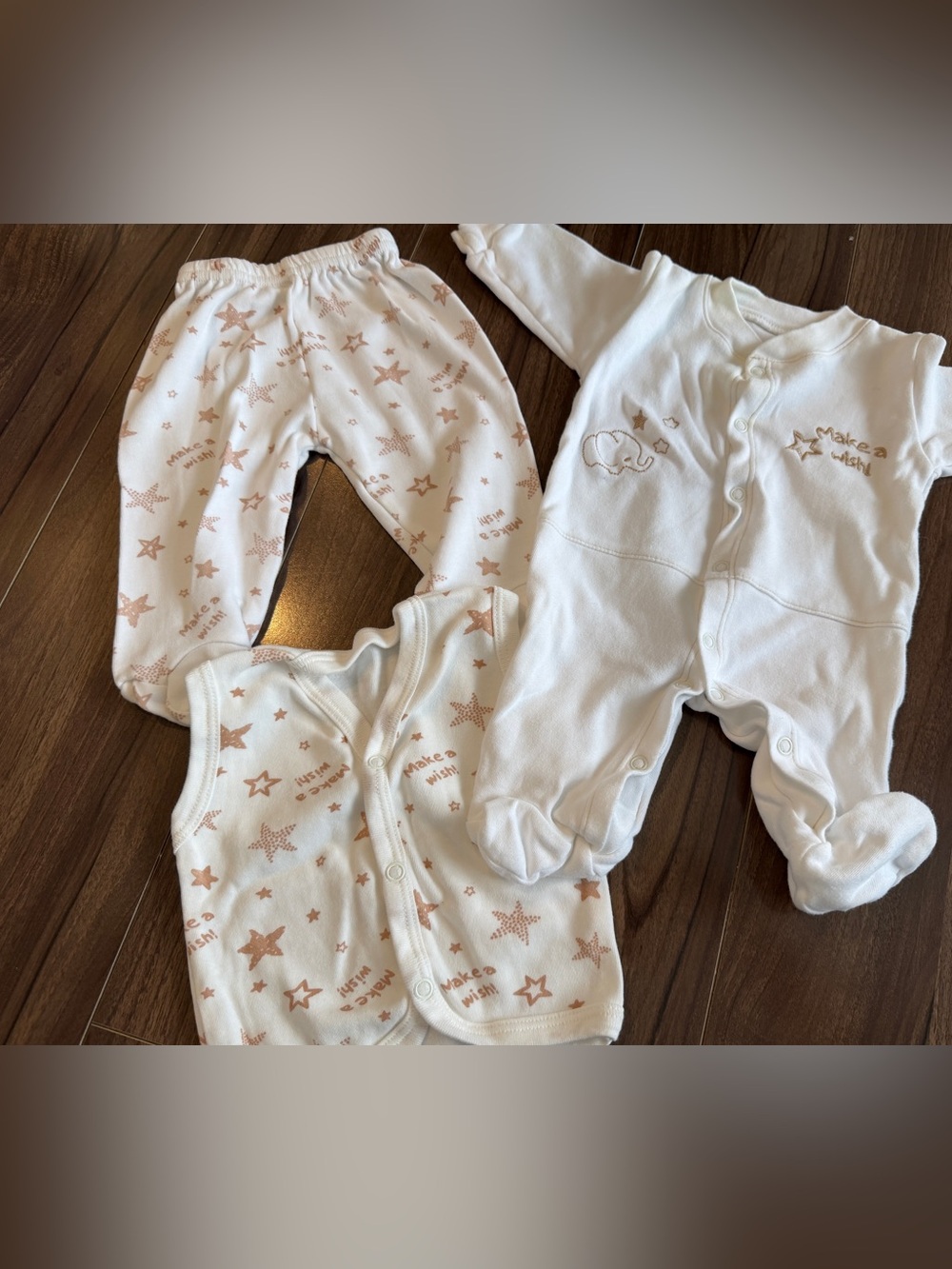 Soft Star Print Baby One-Piece Set - Cream with Tan Stars 0-3 month